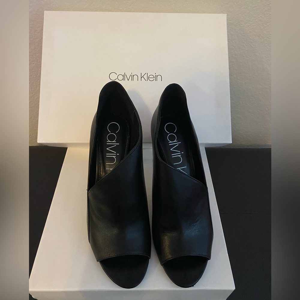 Calvin Klein Nastassia Nappa peep toe shoe